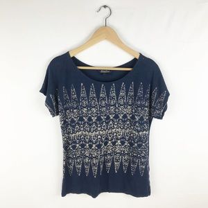 Lucky Brand Eyekat Printed Scoop Neck Top size S